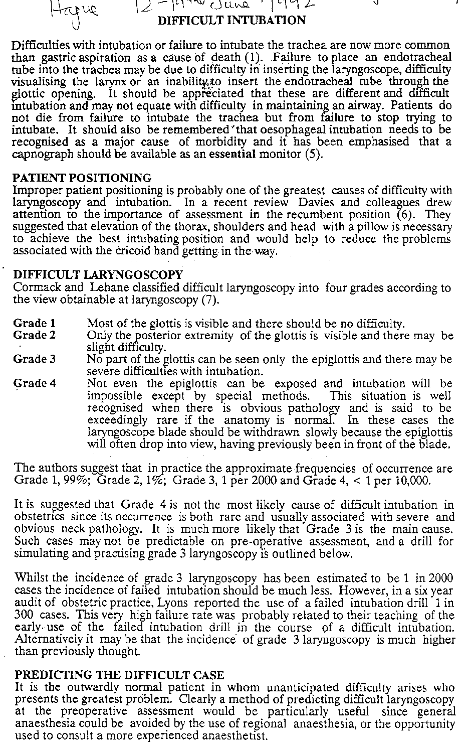 Difficult Intubation - 3